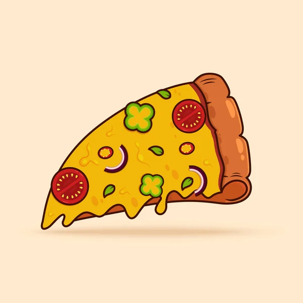Pizzabit Med Tomatsås Och Grön Lök — Stock vektor