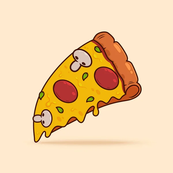 Eine Scheibe Pizza Mit Paprika Und Pilz Drauf — Stockvektor