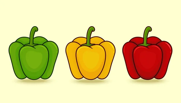 Una Caricatura Tres Pimientos Con Diferentes Colores — Vector de stock