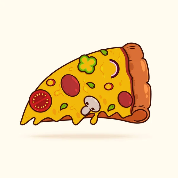 Een Plak Pizza Met Een Plakje Pizza Vector Illustratie — Stockvector