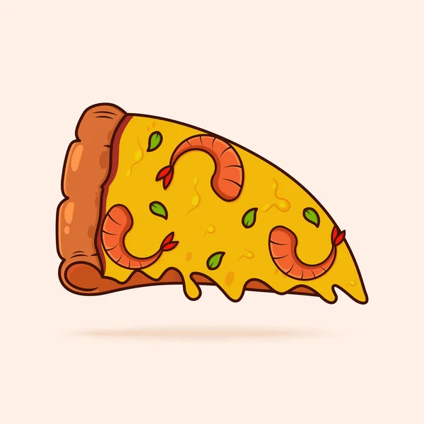 Slice Pizza Shrimps Vector Illustration — Stock Vector