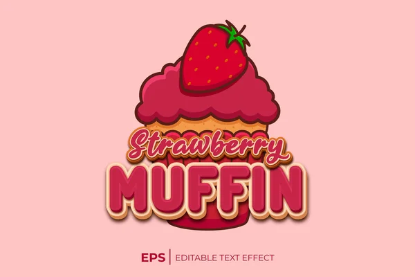 Fundo Rosa Com Uma Ilustração Muffin Morango —  Vetores de Stock