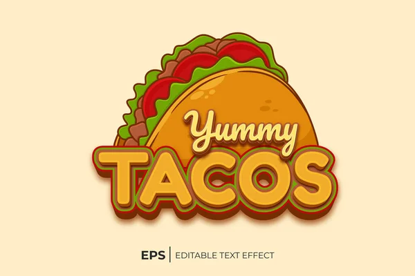Logotipo Gostoso Tacos Com Efeito Texto Editável —  Vetores de Stock