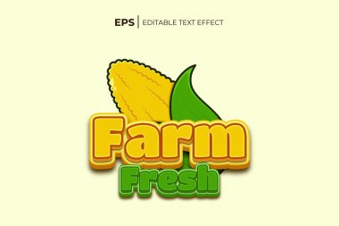 Çiftlik taze metin efekti şablonu, çiftlik taze logosu