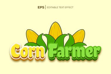 Mısır çiftçisi düzenlenebilir metin efekti şablonu, mısır çiftçisi logosu