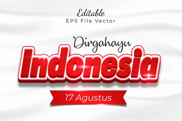 Plantilla Efecto Texto Editable Día Indonesia Vectorial Bandera Blanca — Vector de stock
