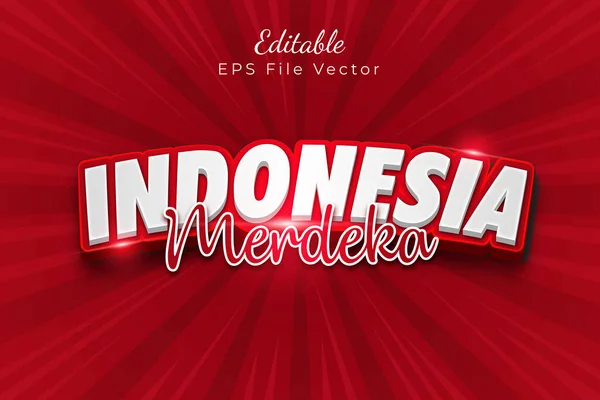 Διάνυσμα Ινδονησία Ημέρα Ανεξαρτησίας Επεξεργάσιμο Πρότυπο Εφέ Κειμένου — Διανυσματικό Αρχείο