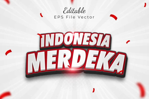 Vector Indonesia Independencia Día Editable Plantilla Efecto Texto — Vector de stock