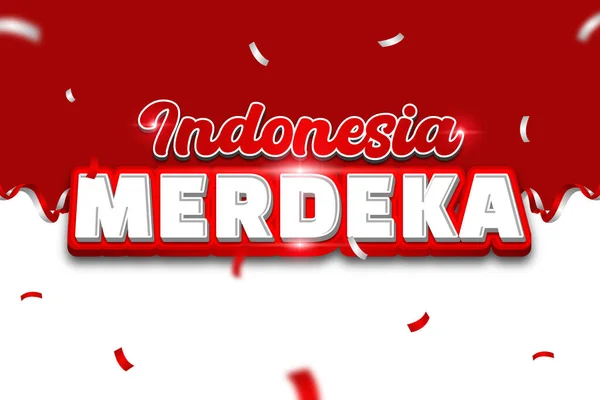 Dzień Niepodległości Indonezji Edytowalny Efekt Tekstu Szczęśliwy Dzień Niepodległości Indonezji — Wektor stockowy