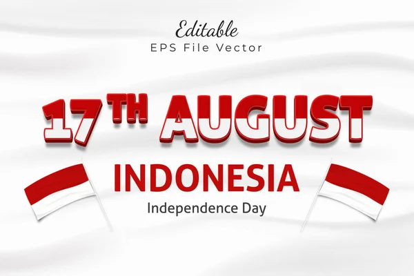 Indonézia Függetlenségének Napja Szerkeszthető Szöveges Hatás Boldog Indonéziai Függetlenség Napja — Stock Vector