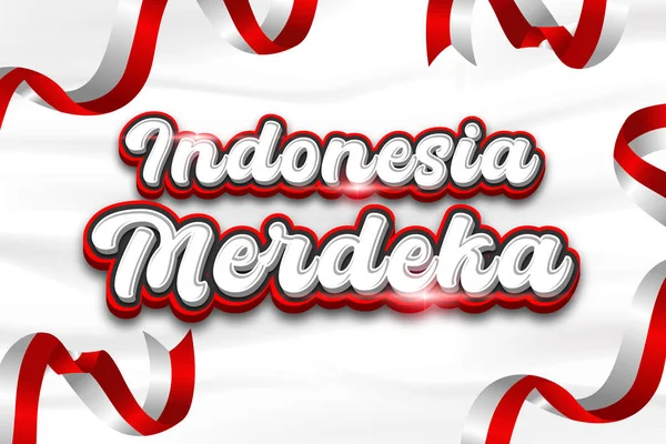インドネシア独立記念日編集可能なテキストエフェクト ハッピーインドネシア独立記念日 — ストックベクタ