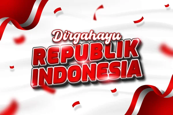 Indonésia Independência Dia Editável Efeito Texto Feliz Indonésia Dia Independência — Vetor de Stock