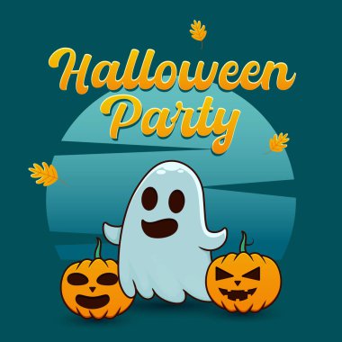 Cadılar bayramı partisi için üzerinde hayalet resmi olan bir poster..