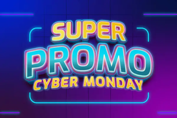 stock vector Super promo Cyber Monday poster with editable text effect template