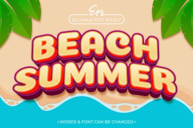 Plaj yazı düzenlenebilir metin efekti şablonu