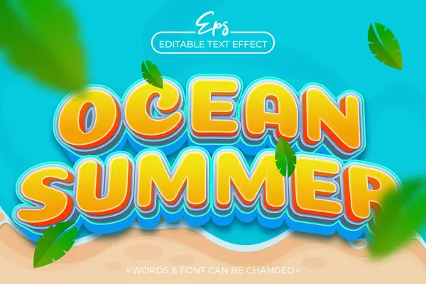 Stock vector Ocean summer editable text effect template