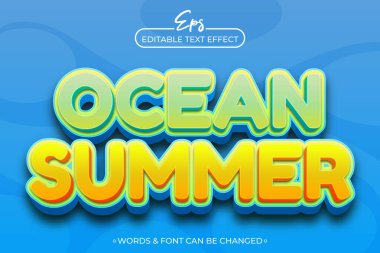 Okyanus yazı düzenlenebilir metin efekti şablonu