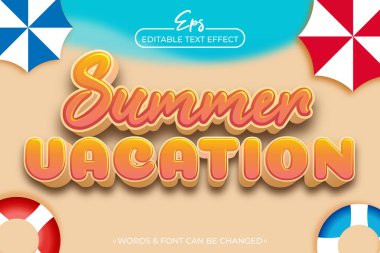 Yaz Tatili düzenlenebilir metin efekti şablonu