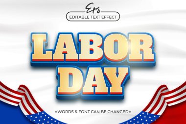 Amerikan bayrağıyla İşçi Bayramı düzenlenebilir metin efekti