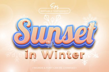 Kış için bir poster. Üzerinde kışın gün batımı yazıyor..