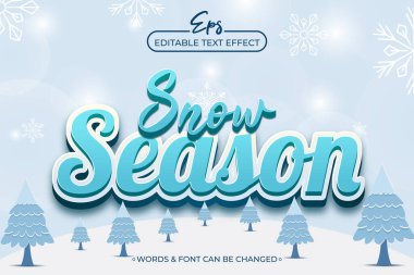 Kar sezonu düzenlenebilir metin efekti şablonu