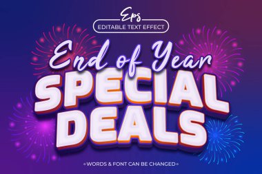 Yıl sonu için düzenlenebilir metin efektli özel anlaşmalar yazan bir poster.