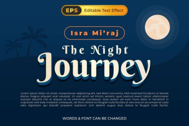 a poster for the night journey Isra Mi'raj with editable text effect clipart