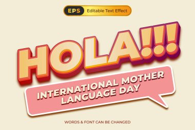 International mother language editable text effect template clipart