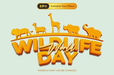 Düzenlenebilir metin efektli bir Vahşi Yaşam Günü posteri