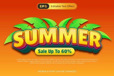 Tropikal Elementlerle Yaz İndirimi Metni Efekti