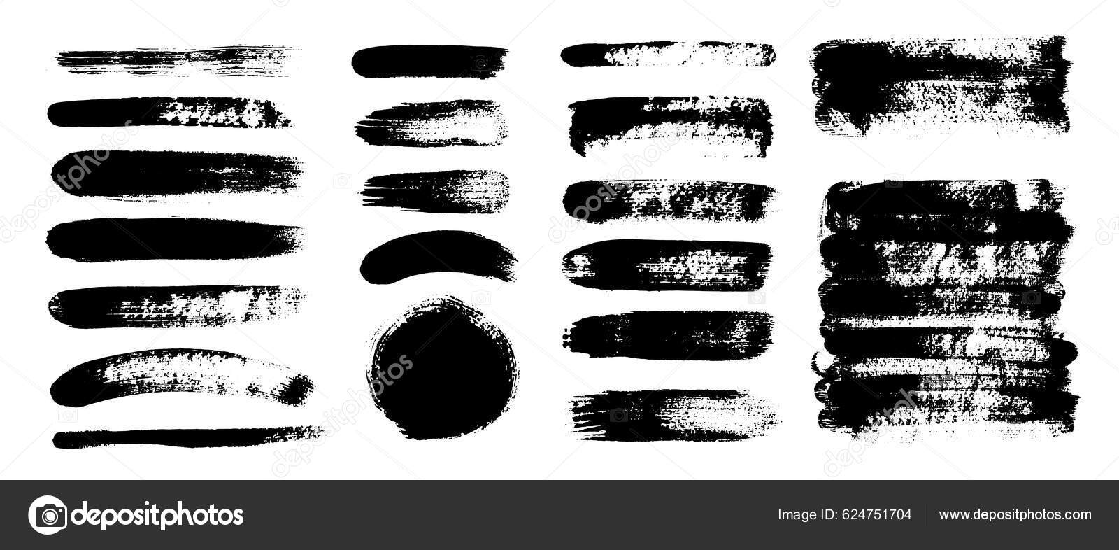 Set Black Paint Ink Brush Strokes Brushes Lines Vector Dirty Stock Vector by ©Olga_C 624751704