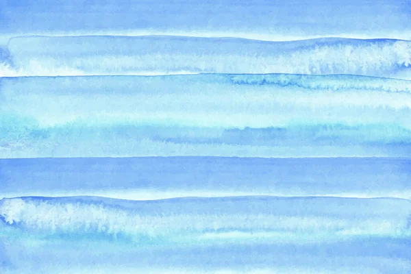Horizontaler Hintergrund Mit Blauen Aquarellstrichen Linien Abstraktes Meer Meerblick — Stockvektor