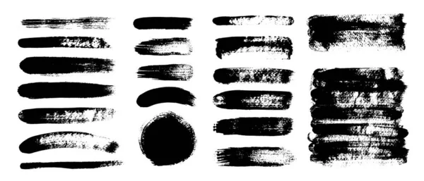 Set Black Paint Ink Brush Strokes Brushes Lines Vector Dirty — Stock Vector