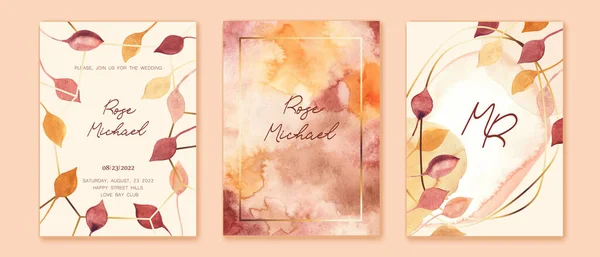 Κάρτες Φθινοπωρινά Φύλλα Υφές Μπεζ Πορτοκαλί Ροζ Φύλλα Αφηρημένο Φόντο — Διανυσματικό Αρχείο