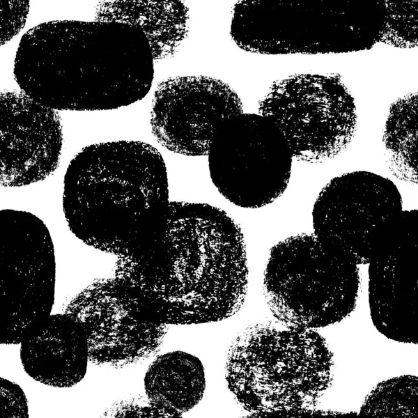 抽象无缝图案与黑色圆圈 磨碎粗糙的纹理 无边无际的背景 面料印花 — 图库矢量图片