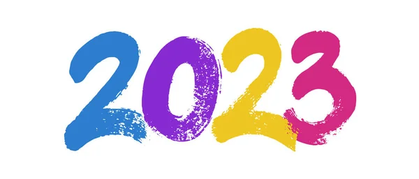 2023 Čísel Nový Rok Designový Prvek Grunge Ručně Malované Textury — Stockový vektor