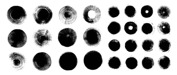 Uppsättning Svarta Grunge Circle Fläckar Former Vektorillustration — Stock vektor