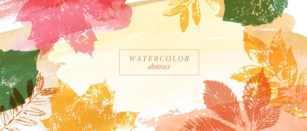 摘要秋季水彩画 明亮温暖的色彩 案文的背景 — 图库矢量图片