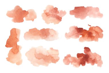 Topraksı renkler suluboya dokular, şekiller, arka planlar. Sonbahar renk paleti. El boyaması tasarım elementleri.