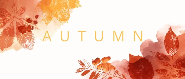Абстрактное Осеннее Акварельное Искусство Яркие Теплые Цвета Осенние Листья Деревья — стоковый вектор