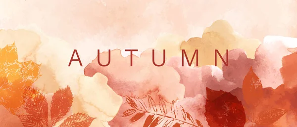 Abstraktní Podzimní Akvarel Umění Jasné Teplé Barvy Podzimní Listí Stromy — Stockový vektor
