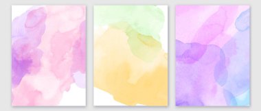 Modern soyut renkli çerçeveler, arka planlar, kartlar, dokular. Suluboya fırça darbeleri, metin için yer.