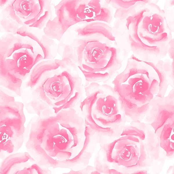 Бесшовный Узор Красными Розовыми Акварельными Розами Бесконечный Дизайн Обоев Ткани — стоковый вектор