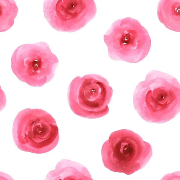 Patrón Sin Costuras Con Rosas Acuarela Rojas Rosadas Diseño Sin — Archivo Imágenes Vectoriales
