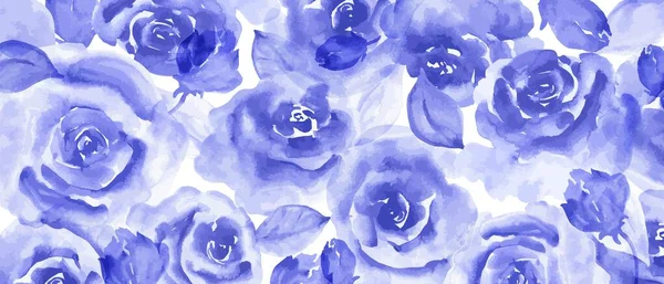 Botanischer Hintergrund Mit Violetten Blüten Rosen Textur Der Aquarellkunst — Stockvektor