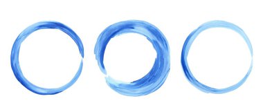 Mavi mürekkep, suluboya doku dairesi. Elle boyanmış yüzük.. 