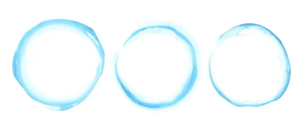 Niebieski Tusz Akwarelowy Krąg Tekstury Ręcznie Malowane Pierścień — Wektor stockowy