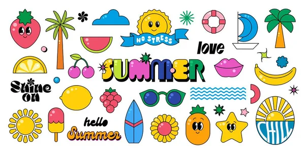 Printable Cute Little Stickers Fun Summer Stock Vector (Royalty