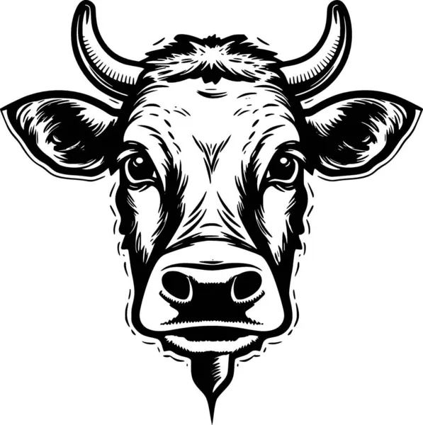 Kuh Schwarz Weißes Icon Vektorillustration — Stockvektor