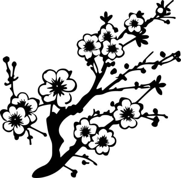 Fleurs Cerisier Silhouette Minimaliste Simple Illustration Vectorielle — Image vectorielle